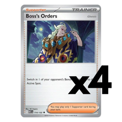 4x Boss's Orders [Ghetsis] - 114/132 - ME01: Mega Evolution Pokemon Playset x4 - Image 1