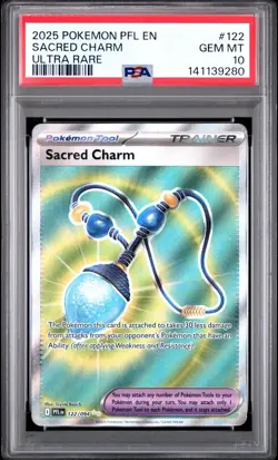 2025 POKEMON PFL EN-PHANTASMAL FLAMES ULTRA RARE #122 SACRED CHARM PSA 10 - Image 1