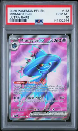 2025 POKEMON PFL EN-PHANTASMAL FLAMES ULTRA RARE #112 MISMAGIUS EX PSA 10 - Image 1