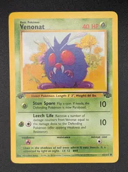 Venonat - 1st Edition - 63/64 Jungle - LP - Pokemon TCG - Image 3