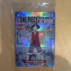 One Piece Monkey.D.Luffy US Voyage Promo Full Art Holo 5000 Power Card 055-E2 - Image 1