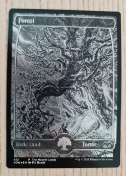 Forest Moonlit Land Foil Etched WPN & Gateway Promos 412 MTG Magic - Image 1