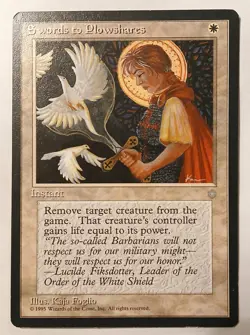 MTG SWORDS TO PLOWSHARES 54 - ICE AGE - WHITE INSTANT - VINTAGE - Image 1