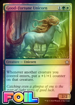x1 Good-Fortune Unicorn FDN Foundations MTG 240 FOIL UNCOMMON M/NM 1x - Image 1
