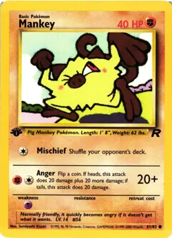 Pokemon TCG Mankey Team Rocket 61/82 Common 1st Edition LP - Image 1