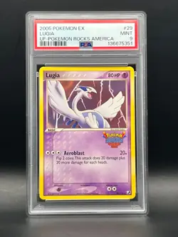 2005 Ex Unseen Forces- LUGIA #29 2005 Pokemon Rocks America Promo PSA MInt 9 - Image 1