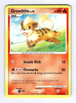 Growlithe Supreme Victors #108 (2009) Common NM Pokemon - Image 1