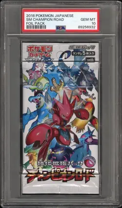 PSA 10 Gem Mint 2018 Pokemon Japanese Sun & Moon Champion Road Foil Booster Pack - Image 1