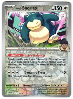 Hop's Snorlax 117/159 Reverse Holo SV09: Journey Together Pokemon TCG - Image 1