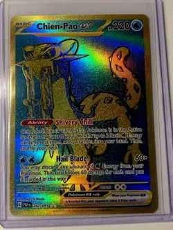 Chien-Pao ex Full Art Gold HR 242/091 Pokemon TCG Paldean Fates Gold Hyper Rare - Image 1