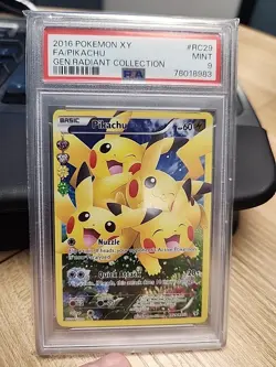 2016 POKEMON XY GENERATIONS RADIANT COLL #RC29 FULL ART/PIKACHU PSA 9 - Image 1
