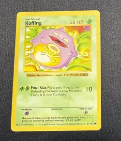 Pokemon TCG Koffing 51/102 Base Set Common Shadowless WOTC 1999 - Heavily Played - Image 1