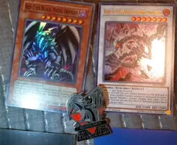 Yu-Gi-Oh! Red-Eyes Bundle – 1st Ed Zombie Necro Dragon Black Metal Dragon + Pin - Image 1