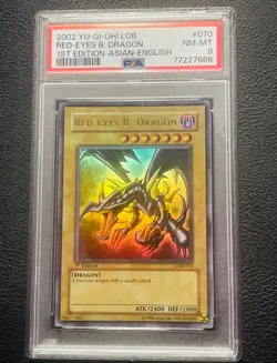 Yu-Gi-Oh Red-Eyes B. Dragon LOB-070 LOB 1st Edition PSA 8 AE - Image 1