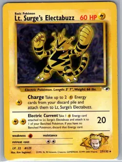 Lt. Surge's Electabuzz 27/132 Non Holo Gym Heroes - Pokemon Card - NM - Image 1