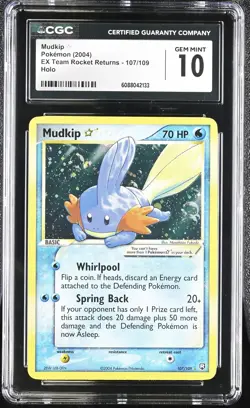 CGC 10 Mudkip Gold Star EX Team Rocket Returns 107/109 Holo Pokemon Card - Image 2