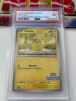 2025 POKEMON SV BLACK STAR PROMOS SVP EN #214 PIKACHU ILLUSTRATION CONTEST PSA 9 - Image 1