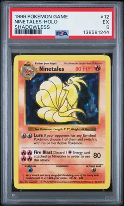 1999 POKEMON BASE SET SHADOWLESS #12 NINETALES-HOLO PSA 5 EX - Image 1