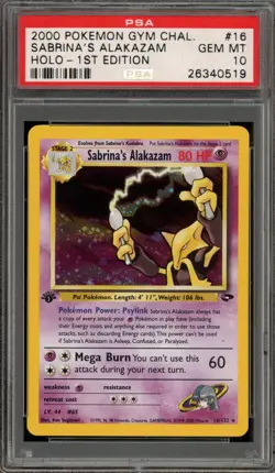 Pokemon Sabrina's Alakazam Gym Challenge 1st Edition Holo Rare #16 PSA 10 - Image 1