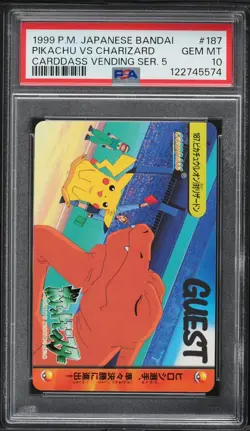 Pokemon Japanese Pikachu Vs Charizard #187 PSA 10 GEM MINT Anime Carddass Ser. 5 - Image 3
