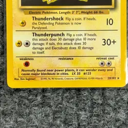 Vintage Pokemon Base Set Electabuzz 20/102 Rare LP - Image 4