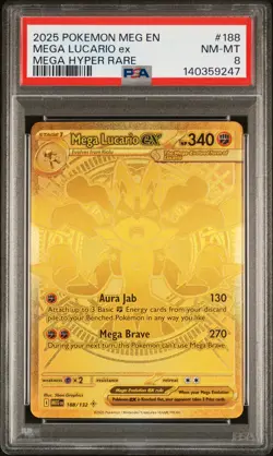 2025 POKEMON MEG EN-MEGA EVOLUTION MEGA HYPER RARE #188 MEGA LUCARIO EX PSA 8 - Image 1