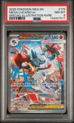 Pokemon Mega Lucario ex 179/132 Mega Evolution Special Illustration Rare PSA 8 - Image 1