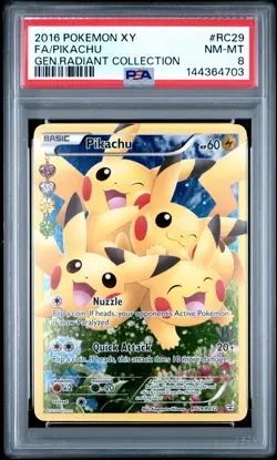 2016 POKEMON XY GENERATIONS RADIANT COLL #RC29 FULL ART/PIKACHU PSA 8 - Image 1