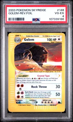 2003 Pokemon Crystal Golem Skyridge Reverse Foil Holo #148 PSA 4 EX-MT - Image 1