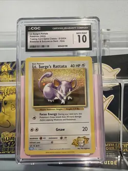Lt. Surge’s Rattata Pokemon Trading Card Game Classic 015/034 CGC GEM MINT 10 - Image 1