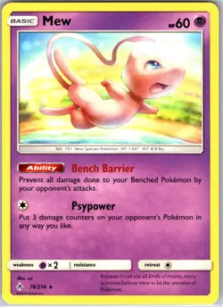 Mew 076/214 Rare Regular Card Deck Exclusives Pokemon TCG LP - Image 1
