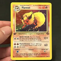 Pokemon Cards: Jungle 1st Edition Rare Holo: Flareon 3/64 - Image 1