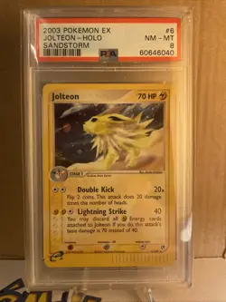 Pokemon TCG Jolteon 6/100 EX Sandstorm Holo Rare E Series PSA 8 - Image 1