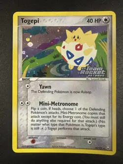 Pokemon Togepi 50/109 Team Rocket Returns STAMPED Reverse Holo lp Rare 2004 - Image 2