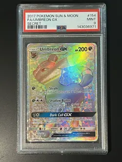 2017 POKEMON SUN & MOON SECRET #154 FULL ART UMBREON GX PSA 9 - Image 2