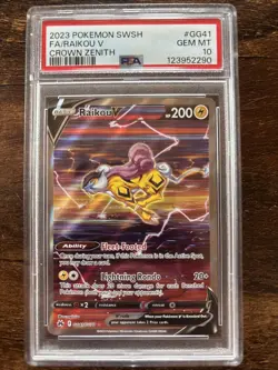 2023 POKEMON SWORD & SHIELD CROWN ZENITH #GG41 FULL ART/RAIKOU V PSA 10 - Image 1