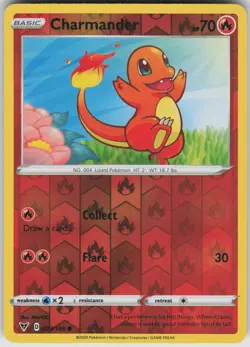 Charmander Reverse Holo 023/185 Common SWSH04: Vivid Voltage Pokemon - Image 1