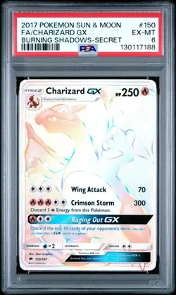 2017 POKEMON SUN & MOON BURNING SHADOWS 150 FULL ART/CHARIZARD GX SECRET PSA 6 - Image 1
