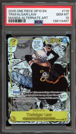 One Piece CCG Trafalgar Law Manga Alternate Art OP10-119 PSA 10 Gem Mint - Image 1