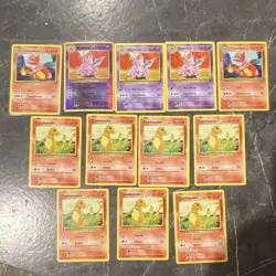 Pokemon TCG Base Set Charmander Charmeleon Nidorino 11 Card Lot 1999 Nintendo - Image 1