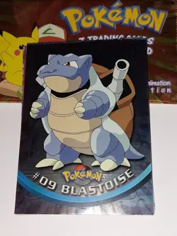 Pokemon Topps TV Animation Edition Trading Card pack of 8 with Foil 09 Blastoise - Image 1