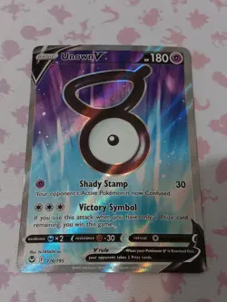 2022 Pokemon TCG Silver Tempest Unown V Holo Ultra Rare 176/195 Art Color Card - Image 1
