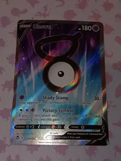 2022 Pokemon TCG Silver Tempest Unown V Holo Ultra Rare 176/195 Art Color Card - Image 2
