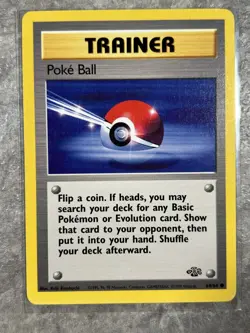 Poke Ball Trainer 64/64 Pokemon TCG Jungle WOTC Vintage Regular (Moderate Play)5 - Image 1