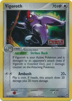 Vigoroth - 41/108 - Uncommon - Reverse Holo LP, English Pokemon EX Power Keepers - Image 1