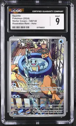 Squirtle 148/142 Illustration Rare Holo Stellar Crown Pokemon CGC 9 Mint *031 - Image 1