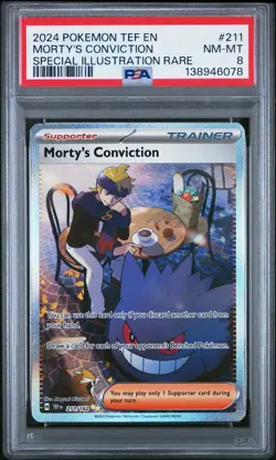 Morty's Conviction 211/162 Special Illustration Rare Pokemon PSA 8 *078 - Image 1