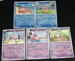 Slowpoke Slowbro Slowking Pokemon TCG 5 Card Lot Reverse Holos W/one Holo Error - Image 1