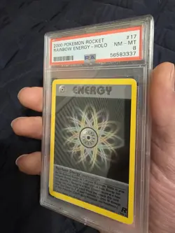 Pokemon 2000 Rocket Rainbow Energy Holo Rare Card #17/82 PSA 8 - Image 2