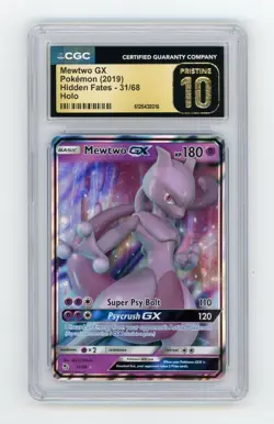Mewtwo GX Holo CGC 10 Pristine Pokemon (2019) Hidden Fates #31/68 - Image 1
